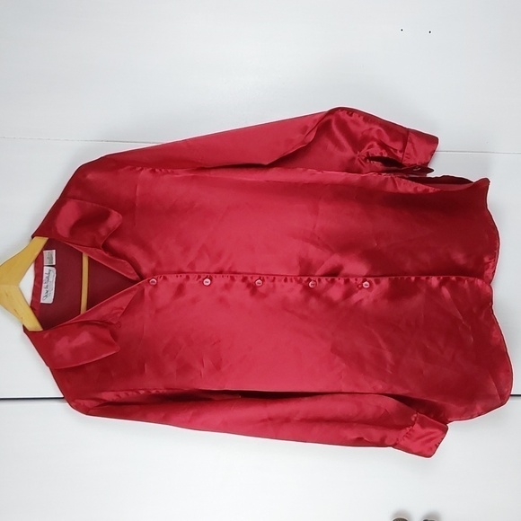 Diane Von Furstenberg Womens Red Satin Sleep Shirt Pajama Soft silky Sz.M - Picture 1 of 8